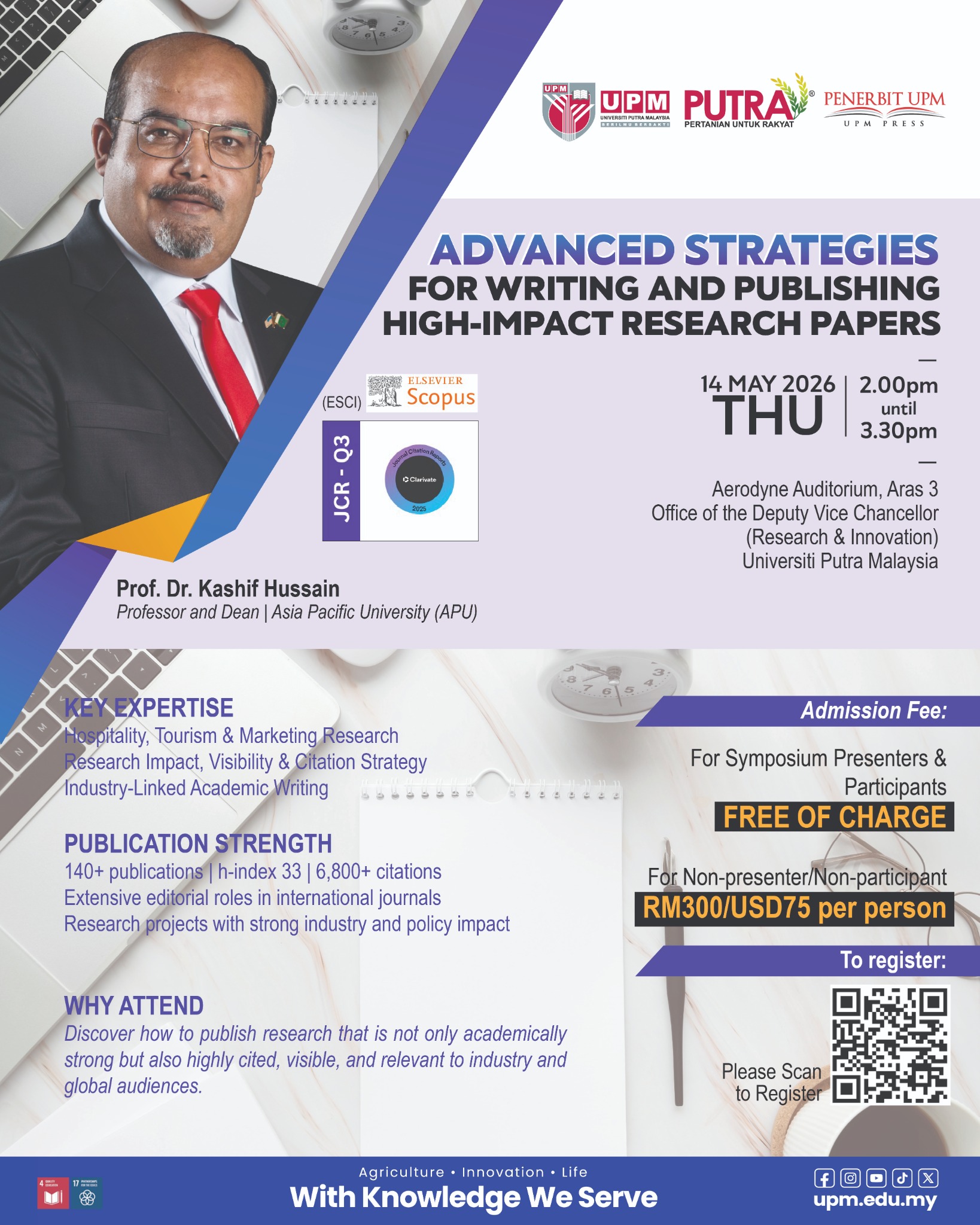 Session poster featuring Prof. Dr. Kashif Hussain