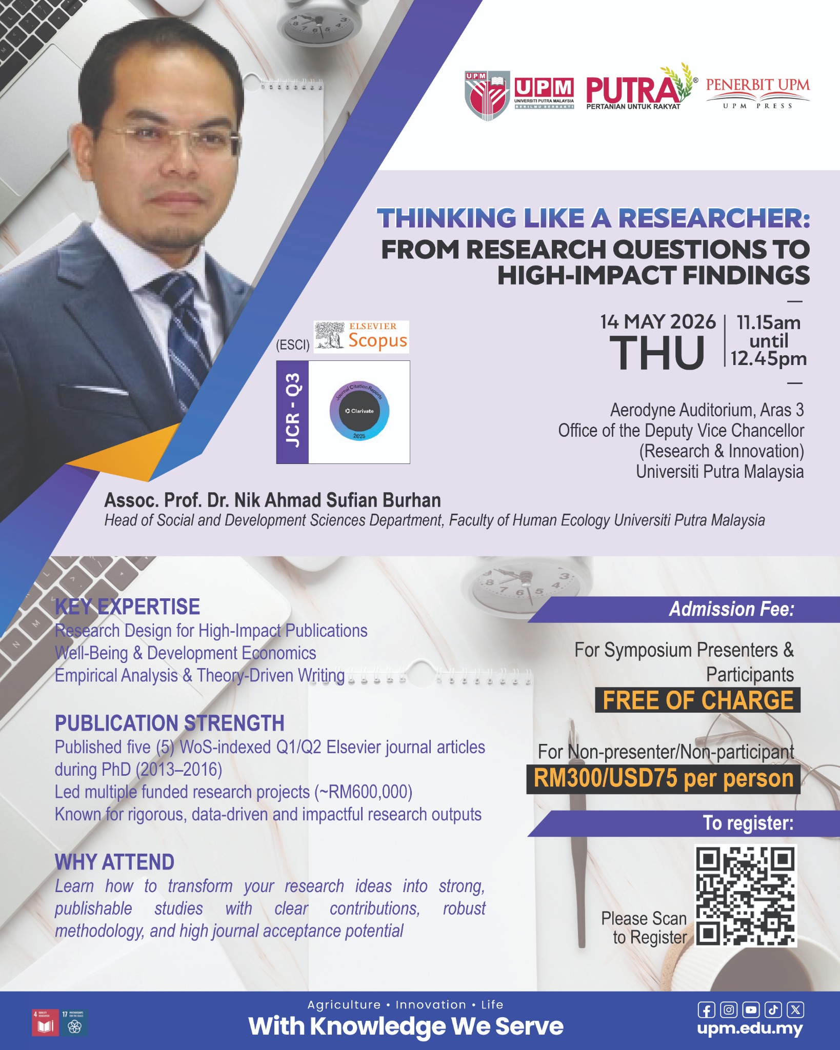 Session poster featuring Assoc. Prof. Dr. Nik Ahmad Sufian Burhan