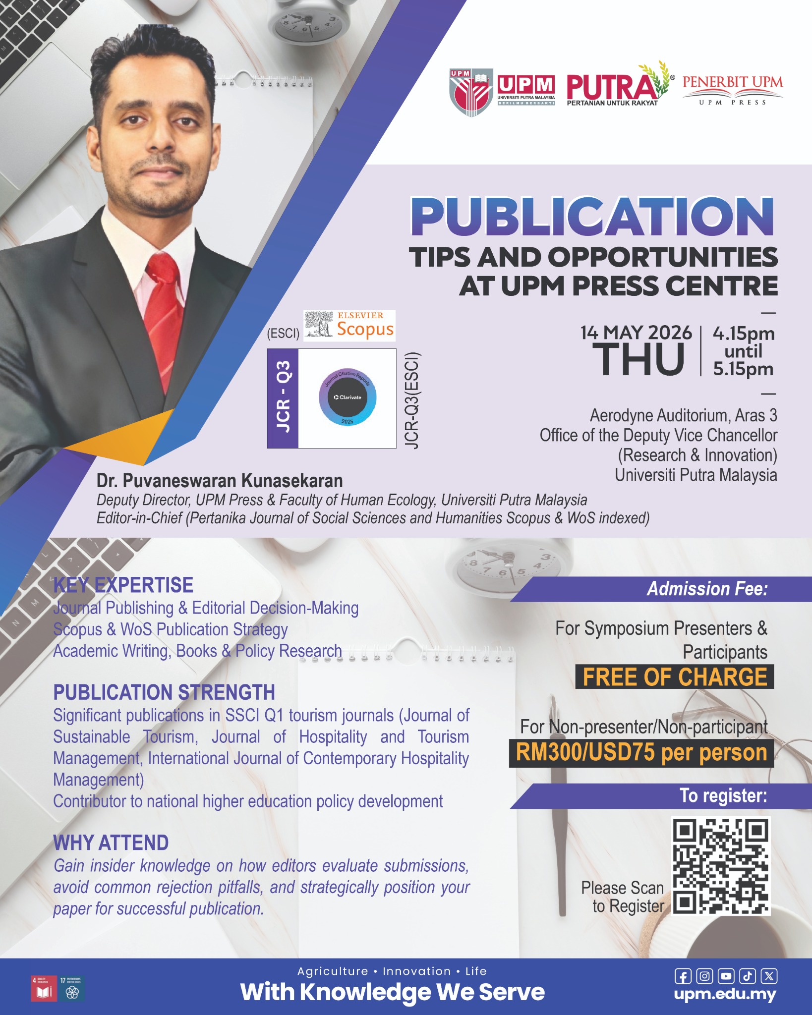 Session poster featuring Dr. Puvaneswaran Kunasekaran