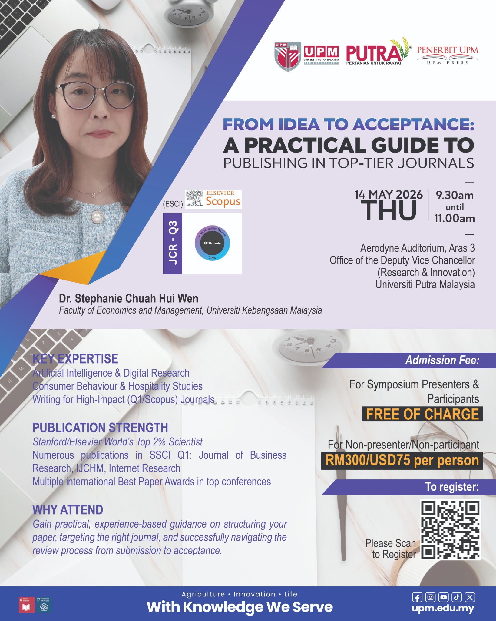 Session poster featuring Dr. Stephanie Chuah Hui Wen